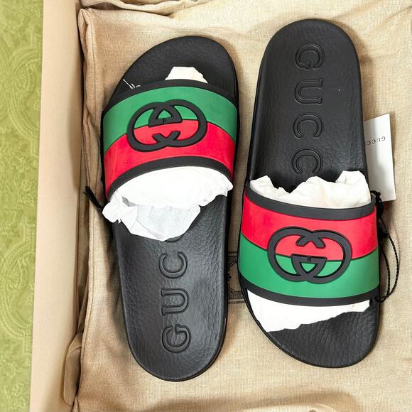 Gucci Interlocking G Rubber Slide Sandal - Men’s 8.5 - Picture 7 of 8